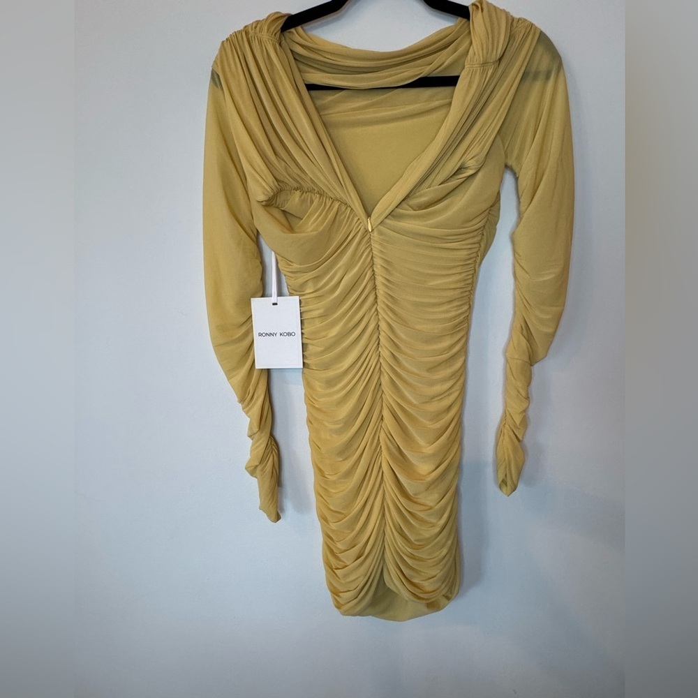 Ronny Kobo Yellow Rushed Dress – Brand New with Tags! - Picture 4 of 11